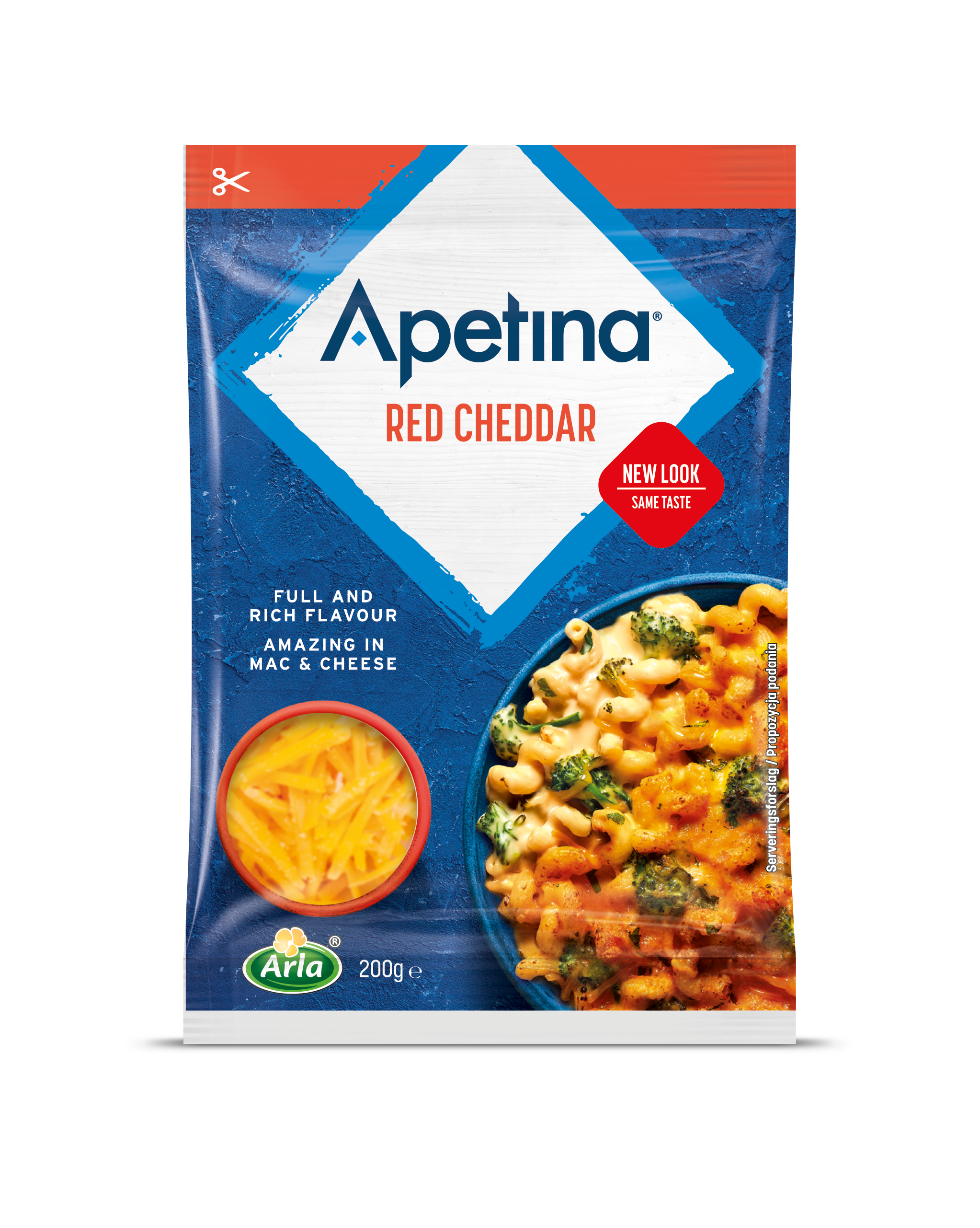 Apetina Apetina revet cheddar  Arla Foods meieriprodukter gir deg en  naturlig godhet hver dag, hele dagen