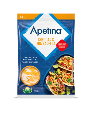 Apetina® Cheddar & Mozzarella revet 200g