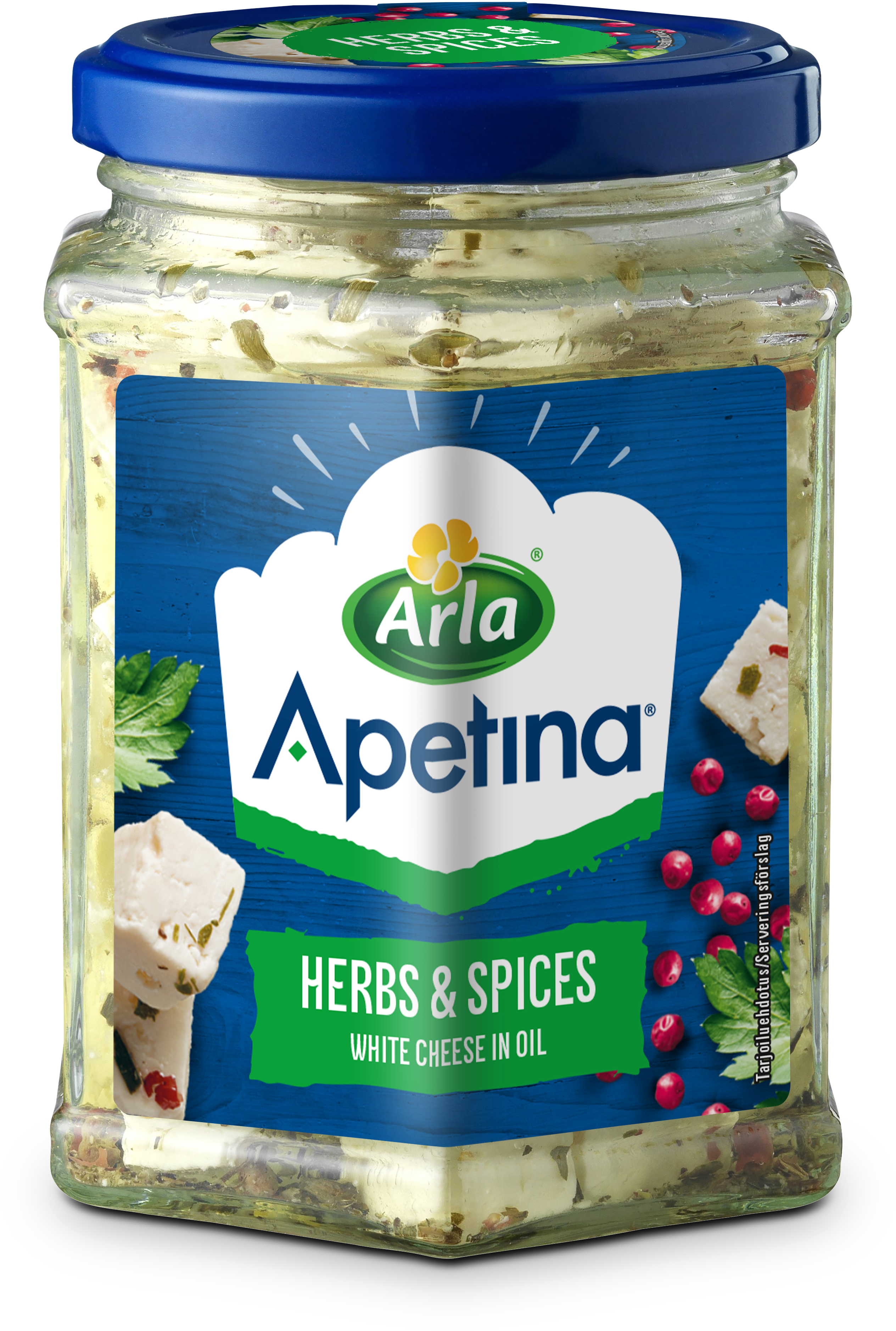 Apetina® White cheese cubes in oil, herbs & spices - tørket av og finthakket